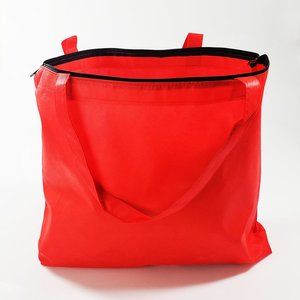 Bolsa Tote Roja con Cremallera, Refuerzo en el Costado, Asa de Tela, Lista para Impresión Personalizada, Venta al por Mayor, Promocional, para Eventos, Regalos, Compras - Product Image 2