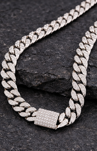 Collar de Cadena Cubana de Lujo de Plata 925 con Moissanita y Baño de Rodio, Engaste de Garra, Estilo Iced Out Hip Hop, Joyería Personalizada para Hombre para Boda - Product Image 2