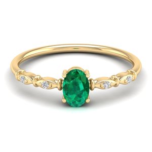 Bagues de fiançailles REYES en or 14 carats de haute qualité avec émeraude taille ovale de 0,5 carat et moissanite, bijoux fins à prix de gros - Product Image 6