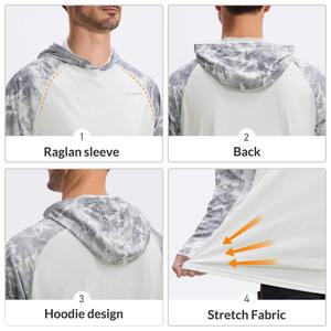Sweat à capuche pour homme, confortable, pour l'extérieur, 100% polyester, UPF 50+, protection UV, séchage rapide, manches longues, pêche - Product Image 5