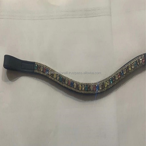 Cristales AB multicolores de 3 filas, diamantes brillantes, estrás brillantes, banda de cuero para cejas de caballo, acabado negro premium, todos los tamaños - Product Image 6