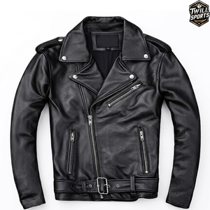 Chaqueta Bomber de Cuero Genuino para Hombre, Venta al Por Mayor OEM, Corte Ajustado, Piel de Cordero, Secado Rápido, Transpirable, Grabado en Relieve, Fabricante Personalizado - Product Image 1