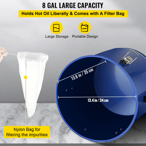 8 galloni grasso friggitrice secchio olio 30,3 l acciaio antiruggine per trasporto olio coperchio clip chiusura sacchetto filtro olio cucina commerciale - Product Image 3