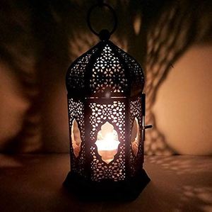 Lanterne en fer artisanale durable, style vintage, porte-bougie, imprimé 6 couleurs, lanterne décorative suspendue pour la maison et le jardin - Product Image 1
