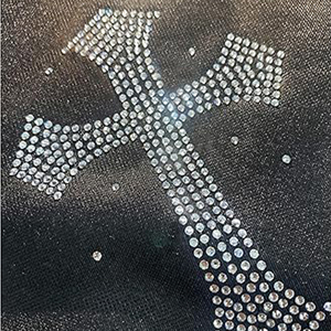 <b>Men</b> <b>Black</b> Wide Leg Pants Elastic Waist Drawstring Casual Streetwear Crystal Rhinestone Decorated Breathable Midweight Knitted Pa - Product Image 3