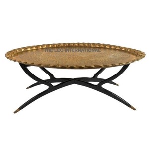 Engraved Design Metal Coffee <b>Table</b> Home Decor Top Quality Gold Rounded <b>Nesting</b> <b>Table</b> for Home Furniture Accents - Product Image 1