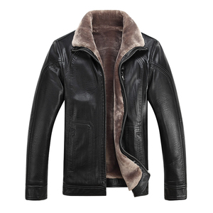 Men's Genuine Leather <b>Biker</b> <b>Jacket</b> With Faux Fur Lining Zipper Closure Winter Warm Coat Regular Fit Moto Style - Product Image 4
