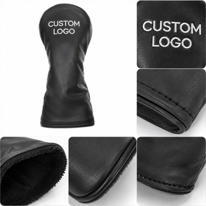 Manufacture Custom Logo PU Leather <b>Golf</b> Head Covers Solid Black Driver Fairway Wood Hybrid Protector <b>Golf</b> Driver Head Covers - Product Image 4