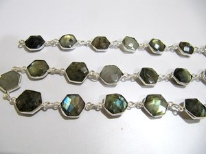 Chaîne de connecteurs à facettes en forme d'hexagone en labradorite naturelle - Product Image 3