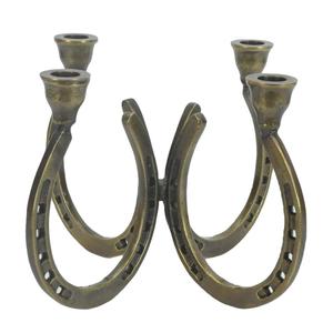 Table Centerpiece Items Horse <b>Shoe</b> Style Candle <b>Holder</b> Metal Candle Stand 4 Arms Brass Antique Finish Latest Design - Product Image 6