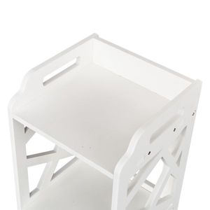 Mobile Bagno Moderno a 3 Ripiani in Legno Massello, Ecologico, con 2 Ante, 23x23x80CM, Bianco, per Casa o Soggiorno - Product Image 2