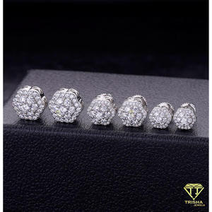 Elegant Lab Grown <b>Diamond</b> Floral Stud <b>Earrings</b> With 925 Sterling Silver Cluster Stone Detail Luxury Jewelry - Product Image 5