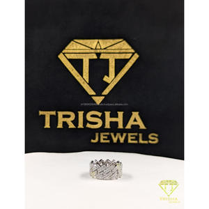 Anillo de banda de hip hop con diamantes de moissanita VVS, plata de ley 925, estilo Iced Out, joyería de lujo de Trisha Jewels - Product Image 1