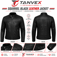 Blouson Bomber en Cuir pour Homme TANVEX INTERNATIONAL – Hiver, Noir et Rouge, Col Montant, Style Moto Biker, Fermeture Éclair, Durable et Coupe Ajustée