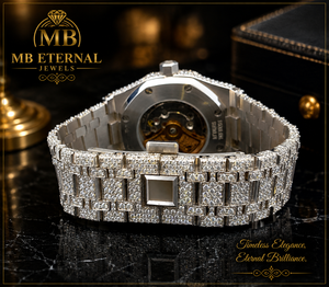 MB ETERNAL JEWELS นาฬิกาเพชรหรูหรา 41 มม. สแตนเลสสตีล อะนาล็อก ควอตซ์ CITIZEN กลไก นาฬิกาข้อมือผู้ชาย ตัวล็อคแบบหัวเข็มขัด แซฟไฟร์ - Product Image 3