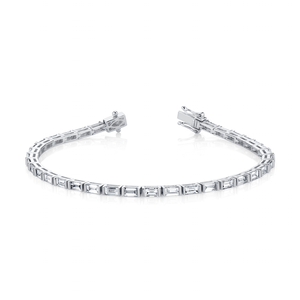 Ensemble de barres en or 14 carats et élégant bracelet tennis en diamants baguette cultivés en laboratoire - Product Image 1