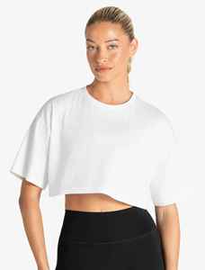 Logotipo Personalizado OEM, Top Corto Informal de Algodón para Mujer, Top Corto de Verano de Manga Corta para Mujer, Top Corto Holgado de Alta Calidad - Product Image 3