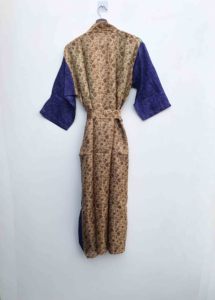 Kimono de Sari Reciclado con Parches Florales, Cuello en V, Cordón Ajustable, Bata de Maternidad, Ropa de Dormir Térmica para Otoño - Product Image 5