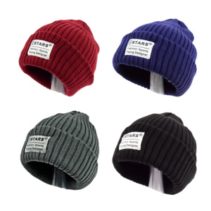 Adult Knitted Warm Cuffed <b>Slouch</b> Ski <b>Beanie</b> Hat with Custom Labels Double Layer for Extra Warmth 100% Acrylic Adjustable - Product Image 5