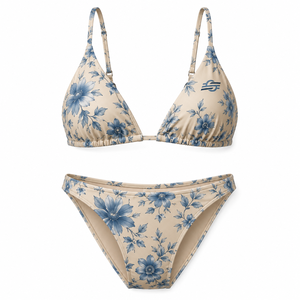 Conjunto de Bikini de Dos Piezas con Estampado Floral y Logotipo Personalizado en la Parte Delantera, Traje de Baño para Mujer, 100% Poliéster - Product Image 1