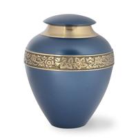 Urne funéraire moyenne bleu feu avec motif feuille, taille adulte, personnalisable, pour cendres humaines, récipient commémoratif