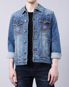 2026 Men's <b>Denim</b> <b>Jacket</b> Regular Fit Button Fly Solid Color Casual Autumn Cotton Washable Topstitch - Product Image 1
