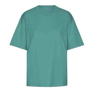 T-shirt ample pour femme, couleur unie, col rond, manches courtes, 100% coton, respirant, coupe ample, jersey tricoté, printemps été - Product Image 3