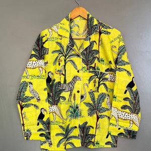 Conjunto de Pijama de Verano para Mujer con Rayas Verticales Florales, Ropa de Dormir de Algodón, Elegante Traje de Noche a Rayas, Camisa y Pantalones de Secado Rápido, Largo Completo - Product Image 1