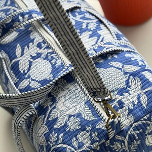 Indian handmade duffle <b>bag</b> Comfortable cotton duffle Quilted travel duffle <b>bag</b> Cotton floral weekender - Product Image 5