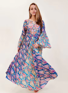 Hot Custom Summer Sweet Women Floral Printed Gown Dresses Bohemian Pattern <b>Kaftan</b> for Women Beach Dress for Women - Product Image 5