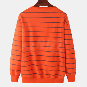 <b>Men's</b> <b>Orange</b> Solid Long Sleeve Crew Neck Knitted Fleece <b>Sweatshirt</b> Casual Winter Wear Regular Fit OEM Service Breathable - Product Image 2