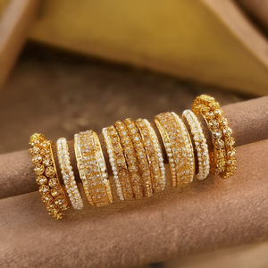 Gold Plated Crystal Stone Pearl <b>Bangle</b> <b>Set</b>-Fashion Jewelry - Product Image 3