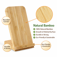 Support de chargeur sans fil en bambou 15W, charge rapide PD, organisateur de bureau en bois écologique, support de téléphone pour iPhone Android