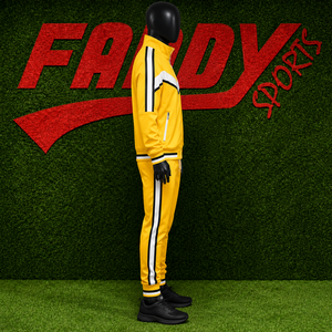 Ensemble de survêtement tendance 2026 pour homme, jaune rayé, 2 pièces, coupe ajustée, avec fermeture éclair, pour le jogging, la gym et l'entraînement sportif - Product Image 5