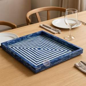 Bandeja de resina con incrustaciones de diseño inigualable, bandeja de MDF, bandeja decorativa, bandeja para servir para cocina y eventos a un precio muy razonable. - Product Image 5