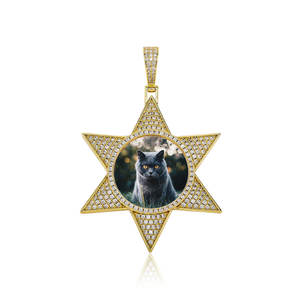 Star Charm Lab Diamond Photo Pendant Custom Round Micro Set Image Necklace Jewelry <b>Memorial</b> <b>Gift</b> - Product Image 2