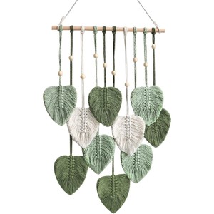 Tapiz de Pared de Macramé con Diseño de Hojas en Madera de Teca Hecho a Mano |   Decoración Bohemia para el Hogar al por Mayor - Product Image 6