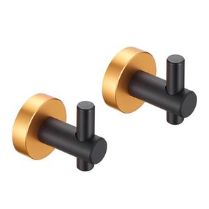 Ganci da Parete Neri e Oro con Viti, Confezione da 2, Base Rotonda, per Ingresso, Armadio Scarpe, Guardaroba, Bagno, Camera da Letto, Mobili, Rivestimento Resistente - Product Image 1