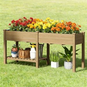 Bac de jardin surélevé en bois carbonisé, abri de jardin pour la plantation et solution de rangement - Product Image 1