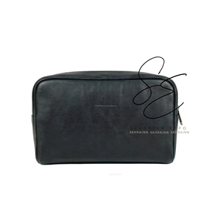 New Black <b>Tooled</b> Leather Cosmetic <b>Bag</b> Wester Cowboy Hair-On Hide Travel <b>Kit</b> Vintage Style Makeup Pouch Organizer Unisex Dopp <b>Kit</b> - Product Image 4