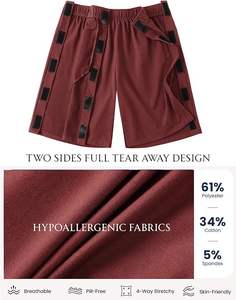 Shorts unisexe à déchirure facile 9 pouces, à boutons-pression, en coton, pour la récupération post-chirurgie de la hanche, avec poches - Product Image 4