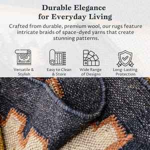 <b>Boho</b> Style Area Carpet Hand Woven Jute-Woolen Kilim <b>Rugs</b> for Living Room Bedroom & Study - Product Image 5