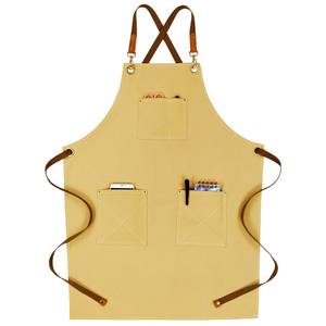 Stylish Bar Worker Canvas Uniform Vest Adjustable Genuine Leather <b>Strap</b> Apron with Pockets For <b>Elite</b> Mixologist Lounge Bar - Product Image 2