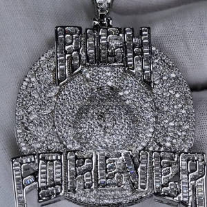 <b>Iced</b> <b>Out</b> Moissanite Custom Name Charm Letter Pendant Rhodium Plated 925 Silver Hiphop Style <b>Chain</b> for Party - Product Image 1