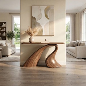 Custom Handcraft Sculptural Wooden <b>Console</b> <b>Table</b> Modern Entryway <b>Table</b> for Hotel and Commercial Interior Projects - Product Image 4