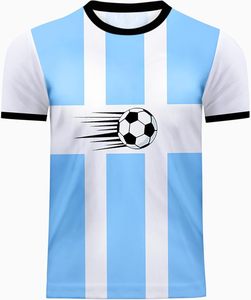 Custom Men's Soccer Jersey Blue <b>White</b> Striped Sublimated Print Breathable Polyester Short Sleeve Crew Neck for Adults, Kids - Product Image 4