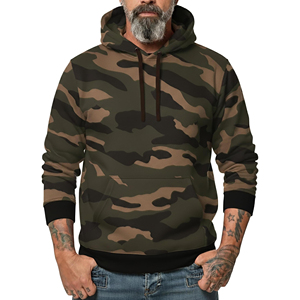 Sweat à capuche surdimensionné pour homme en coton biologique de haute qualité, doublé polaire, motif camouflage, avec poche kangourou, logo personnalisé, pour l'hiver - Product Image 1