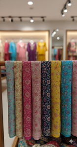 Tissu en coton peigné tissé léger, respirant, biologique et écologique, imprimé de motifs floraux, idéal pour les vêtements et robes pour filles - Product Image 2