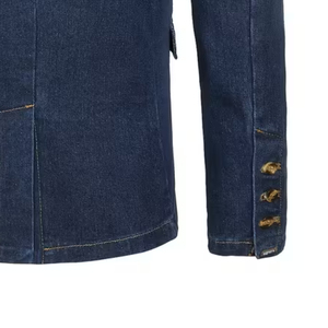 Turn Down Notched Collar Long Sleeve Double Breasted Men's <b>Denim</b> <b>Coats</b> Top Choice Premium Selling Warm Knitted <b>Denim</b> <b>Coat</b> Male - Product Image 3