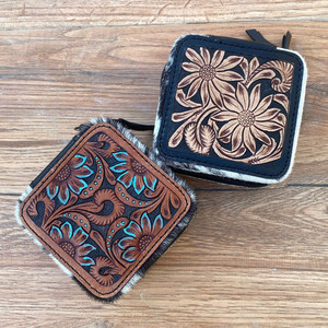 Nuevo joyero de viaje pequeño de cuero mecanizado a mano personalizado para mujer, organizador, caja de almacenamiento para anillo de joyas de piel de vaca, pendiente, collar - Product Image 3